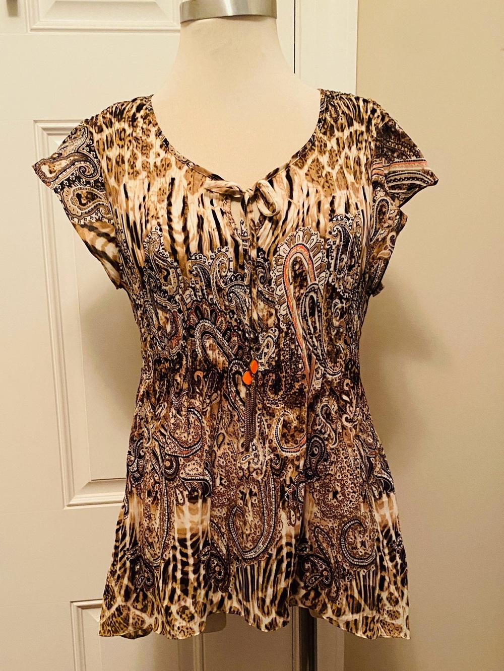 Melissa Paige Pleated Top with Metal Tassels